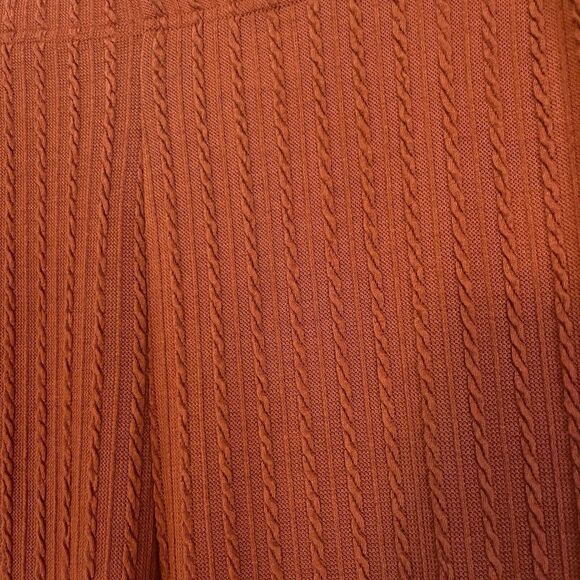 Shein Curve Womens Rust Orange Ankle Flare Pants 0XL Plus Ribbed Lined Pull On - Picture 5 of 6